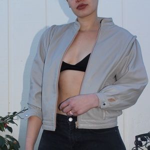 Rare Vintage Gerome Grey Leather Designer Jacket🐨